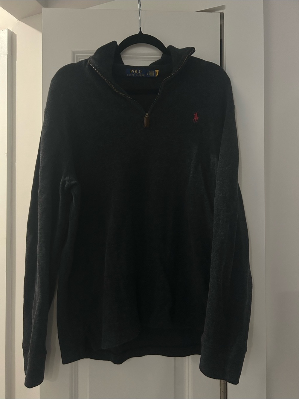 Polo by Ralph Lauren Black Quarter-Zip Pullover with Red Pony